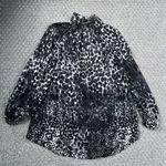 CAbi ‎ Oversized XS Sheer Button Front Top Spotted Dot Print Collared Shirt Photo 7