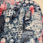 Canda C&A Womens Button Up Top Blouse S Blue Pink White London New York Print Photo 6