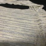 Luxxel ‎ Ivory Silver Metallic Knit Mock Neck Bell Sleeve Bodysuit Medium new Photo 4