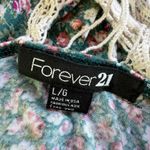 Forever 21 Womens Tank Top Crochet Scoop Neck Floral Print Green Pink Large Photo 6