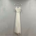 Mac Duggal  70100 Flowy Faux Wrap Jumpsuit White Chiffon Pleated V-Neck Photo 4