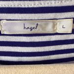 Boutique Navy Cream Cotton Stripped Cardigan with Tan Short Fringe Size Large Blue Photo 4