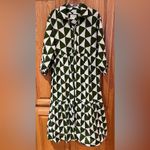 Maeve by Anthropologie The Bettina Tiered Shirt Dress Green & White Triangles XS Photo 13
