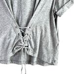 Joie  Lizeth Lace Up Corset Front Short Sleeve Top in Heather Grey 100% Cotton, M Photo 5