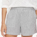 J Crew Factory women’s Linen blend pull on short black and white stripe Sz S NWT Photo 0