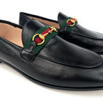 Gucci Jordaan Horsebit Web Sylvie Black Leather Moccasin Women Loafers EU 41.5 Photo 0