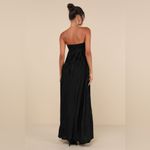 Lulus LULU’S Remarkable Beauty Black Satin Plisse Strapless Maxi Dress Photo 9