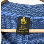 Vintage 80s Handmade Baby Alpaca Knit Cape Poncho Funnel Neck | Sz Medium | Blue Photo 1