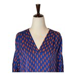 Diane Von Furstenberg  Blue‎ And Orange Silk New Cahil Printed Blouse Size 0 Photo 3