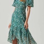 ASTR Floral Green Midi Dress Asymmetrical Ballon sleeve size XL Revolve NEW Photo 0