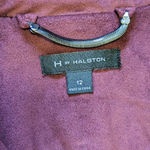 H by Halston H Halston Faux Suede Asymmetrical Motorcycle Jacket Moto Maroon Burgundy Womens Photo 2