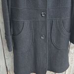 Mainbocher Black Trench Coat with Faux Fur Collar 100% Wool Size M Photo 3
