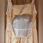 Loft Eyelet Open Back Woven Cotton Lined Maxi Dress in Yellow & White Sz 10 NEW Photo 10