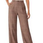 Wilfred  x Aritzia - The Effortless Pant Plaid Trouser Brown Taupe Sz 2 Photo 0