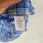 Talbots Blue Checkered Plaid Cotton Casual Ruffle Neck Long Sleeve Popover Shirt Photo 8