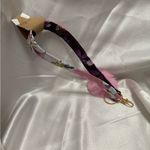 Handmade Pink and Purple Cherry Blossom Wristlet Keychain with Pink Pompom Photo 3