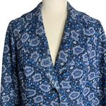 Buttons Vintage 70s Heavy Knit Blazer Jacket M Blue Floral Lined Pockets Photo 1