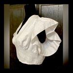 SheIn white Ruffle sleeves, v-neck Cropped top. Size Large. New with bag Photo 1