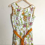 VTG 60’s Mode O’Day Orange Belted Waist Floral Dress USA Cottagecore Boho Photo 4