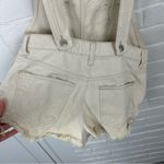 Free People We The Free Cream Distressed Denim Cutoff Short Overalls Size 25 Photo 10