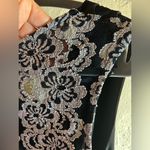 Black Party dress by Valerie Bertinelli, body con, silvery lace back detail Size 8 Photo 4