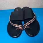 Italian Shoemakers  Black and Leopard Print Sandals Photo 3