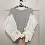 Women’s Gray crewneck knit top with accent sleeves size small Photo 3