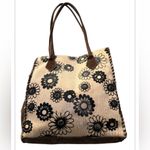 Cecconi Piero Womens Tote Leather Calf Hair handbag Floral Boho Western Italy Brown Photo 1