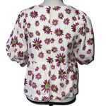 &merci &MERCI medium ivory Hey Girl Flower Bubble Sleeve Top In White purple flowers Photo 1