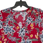 Old Navy  Dress Size Medium Red‎ Floral Womens Boho V-Neck Tassel LS 100% Rayon Photo 1