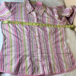 Sigrid Olsen  Pink & Green Stripe Button Up Shirt Size Medium Photo 7