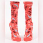 Blue Q Crew Socks - Try Sucking At Something For Once - Red with Dolphins Awesome Gift! Photo 1