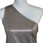 Maison d’ Amelie Women’s Top One Shoulder Ruched Side Metallic Size M Gold Size M Photo 2