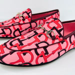Gucci Jordaan Horsebit Logo Print Pink Fabric Flat Barbie Loafers Size EU 40 Photo 0