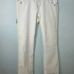 D*Klic White Jeans Size 34 inches Tall Denim Bedazzled Pockets NWT UK Photo 0
