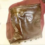 Tod's ‎ Maroon Patent Leather Nylon Hobo Zip Closure Shoulder Bag Photo 3