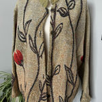 Vintage 90s Tapestry Jacket Floral Paisley Pattern Sugar Street‎ Weavers Large Tan Photo 0