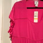 NWT Perfectly Palm Size S Pink Pom Pom Sleeve Pullover Sundress Coverup Photo 2