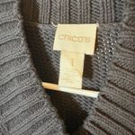 Chico's  Black Knit Duster Cardigan‎ Sweater Faux Leather Zip Detail Sz 1 Photo 3