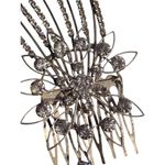Vintqge Large Rhinestone hair comb wedding formal floral 6in missing one stone Silver Photo 1