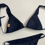 Tory Burch Bikini Swim Suit Two Piece Ruffle Logo Lightly Lined Navy Blue Gold Photo 14