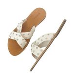 Schutz NWT Marilu Sandal White Leather Rhinestone Studded Slide Women’s Size 9.5 Photo 0