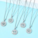 Silver Initial Crystal Pendant Necklace A Photo 4