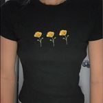 Brandy Melville /John Galt Black Three Flower Shirt Photo 1