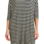 Xirena Stripe Midi TShirt Dress Long Sleeve Round Neck 100% Cotton Black White M Size M Photo 0