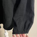 Quince  Black Crinkle Cotton Blouse | Long Sleeve | Size M Photo 3