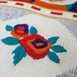 Vintage 80s Brandon Orange & Teal Floral Embroidered Sweater Size L Photo 4