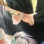 DKNY Swimsuit one piece black floral tropical hibiscus plunge halter sz L Photo 4