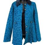 Free People Vintage Gypsy Jacquard Teal Military Coat Photo 0