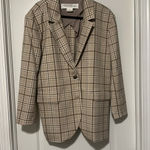 Treasure & Bond  Oversize Plaid Blazer Women’s X-Large Tan Avery Plaid Photo 0
